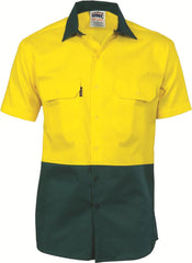 DNC HiVis Two Tone Cotton Drill Shirt - Short Sleeve (3831)