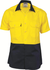DNC HiVis Two Tone Cotton Drill Shirt - Short Sleeve (3831)