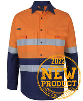 Jb's Hi Vis (D+N) L/S Stretch Work Shirt With Tape (6DSWL)