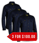 Bisley Original Cotton Drill Shirt - Long Sleeve-3 Pack-(BS6433-1)