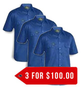 Bisley Cool Lightweight Drill Shirt - Short Sleeve-3 Pack-(BS1893-1)
