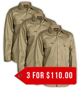 Bisley Cool Lightweight Drill Shirt - Long Sleeve-3 Pack-(BS6893-1)