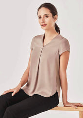 Biz Corporate Womens Kayla V-neck Pleat Blouse (RB967LS)