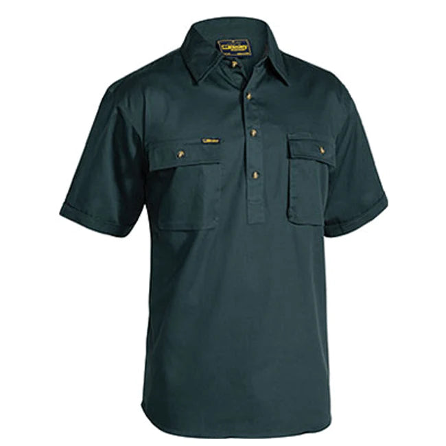 Bisley Closed Front Cotton Drill Shirt - Short Sleeve-(BSC1433)