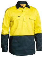 Bisley Hi Vis Closed Front Drill Shirt- Long Sleeve-(BSC6267)
