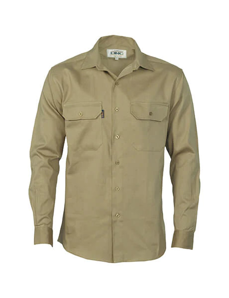 DNC Cotton Drill L/S Work Shirt - Long Sleeve (3202)