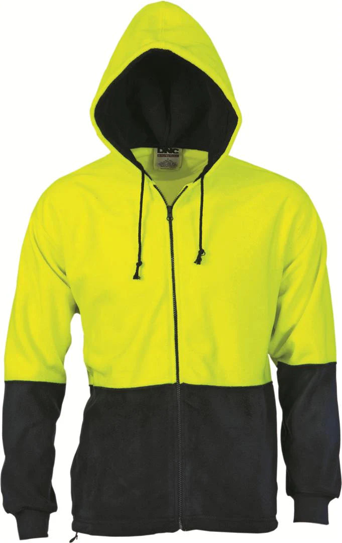 DNC HiVis Two Tone Full Zip Polar Fleece Hoodie (3927)