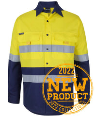 Jb's Hi Vis (D+N) L/S Stretch Work Shirt With Tape (6DSWL)