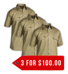 Bisley Cool Lightweight Drill Shirt - Short Sleeve-3 Pack-(BS1893-1)