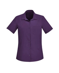 Biz Care Womens Florence Short Sleeve Shirt  (CS947LS)-Purple