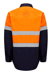 Hard Yakka Hi Vis L/Slv H/Weight Closed Front 2 Tone Cotton Drill Shirt W/Tape (Y04615)