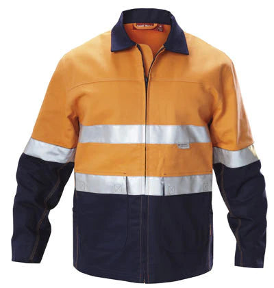 Hard Yakka Hi-visibility Two Tone Cotton Drill Work Jacket With 3m Tape (Y06545)