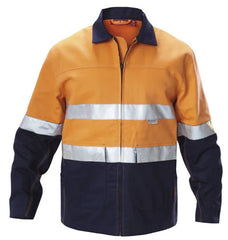 Hard Yakka Hi-visibility Two Tone Cotton Drill Work Jacket With 3m Tape (Y06545)