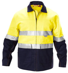 Hard Yakka Hi-visibility Two Tone Cotton Drill Work Jacket With 3m Tape (Y06545)