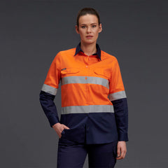 King Gee Women's Reflective Spliced Drill Shirt L/S (K44532)