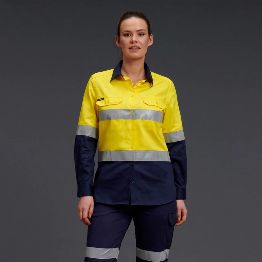 King Gee Women's Reflective Spliced Drill Shirt L/S (K44532)