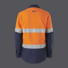 King Gee Women's Shieldtec Lenzing FR Hi-Vis Spliced Open Front Taped Shirt (K84002)